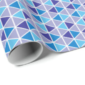Papier Cadeau Triangles bleu moderne rétro Motif géométrique (Coin rond)