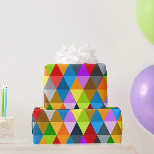 Papier Cadeau Triangles coloré moderne et lumineux motif (Cadeaux de fête)