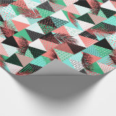 Papier Cadeau Triangles de style Memphis Turquoise corail (Coin)