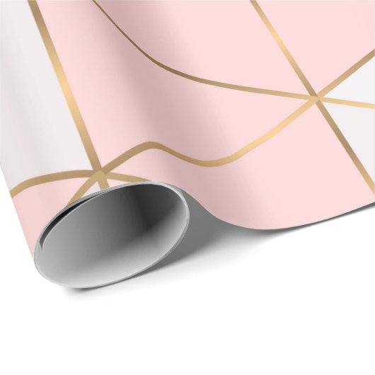 Papier Cadeau Triangles géométriques Abstraits modernes Peach Go (Coin rond)