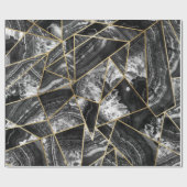 Papier Cadeau Triangles géométriques d'agate d'or blanc noir de (Plat)