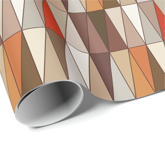Papier Cadeau Triangles géométriques modernes, beige, brun, (Coin rond)