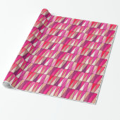 Papier Cadeau Triangles géométriques modernes, violet, rose et b (Déroulé)