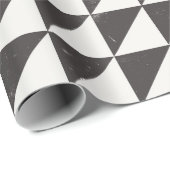 Papier Cadeau Triangles géométriques noirs et blanc cassé (Coin rond)