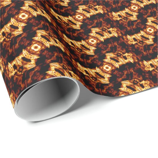 Papier Cadeau Triangles géométriques Orange Brown noir Abstrait (Coin rond)