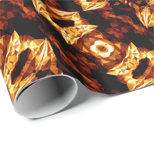 Papier Cadeau Triangles géométriques Orange Brown noir Abstrait (Coin rond)