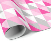 Papier Cadeau Triangles gris blanc rose géométrique Motif (Coin rond)