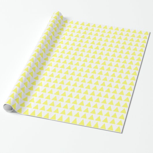 Papier Cadeau Triangles - Jaune clair sur Blanc (Déroulé)