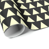 Papier Cadeau Triangles - jaune pâle sur noir (Coin rond)