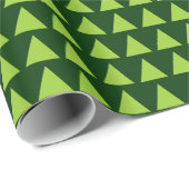 Papier Cadeau Triangles - Martian Green sur Dark Green (Coin rond)