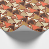 Papier Cadeau Triangles modernes du milieu du siècle, Tan, Brown (Coin)