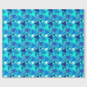 Papier Cadeau Triangles modernes du milieu du siècle, tons bleus (Plat)