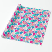 Papier Cadeau Triangles modernes du milieu du siècle, turquoise (Déroulé)