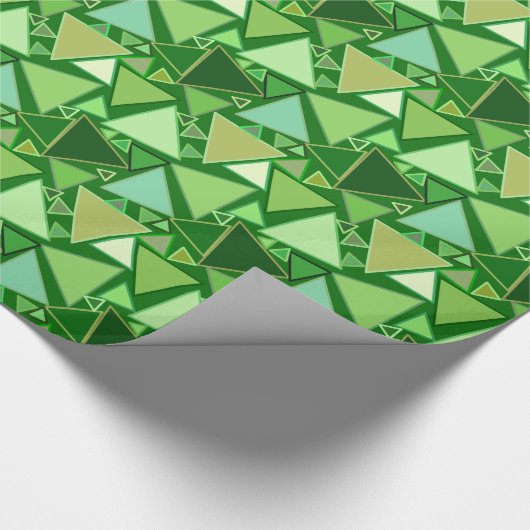 Papier Cadeau Triangles Modernes Du Milieu Du Siècle, Vert Émera (Coin)