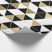Papier Cadeau Triangles modernes noires, blanches, et de Faux (Coin)