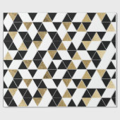 Papier Cadeau Triangles modernes noires, blanches, et de Faux (Plat)