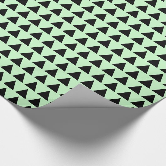 Papier Cadeau Triangles - Noir sur Vert pâle (Coin)