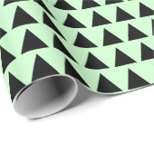 Papier Cadeau Triangles - Noir sur Vert pâle (Coin rond)