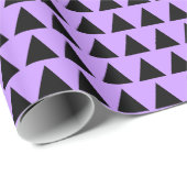 Papier Cadeau Triangles - Noir sur Violet clair (Coin rond)
