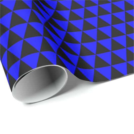 Papier Cadeau Triangles noirs et bleus (Coin rond)