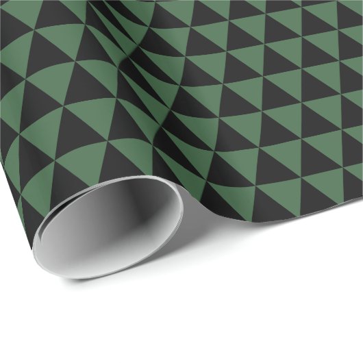 Papier Cadeau Triangles noirs et verts chasseur (Coin rond)