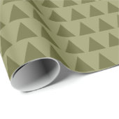 Papier Cadeau Triangles - Olive profond sur Khaki (Coin rond)
