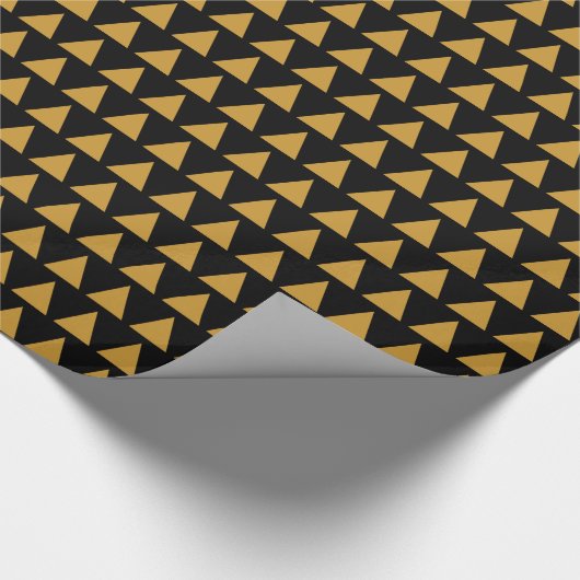 Papier Cadeau Triangles - Or Brown sur Noir (Coin)