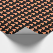Papier Cadeau Triangles - Orange clair sur Noir (Coin)