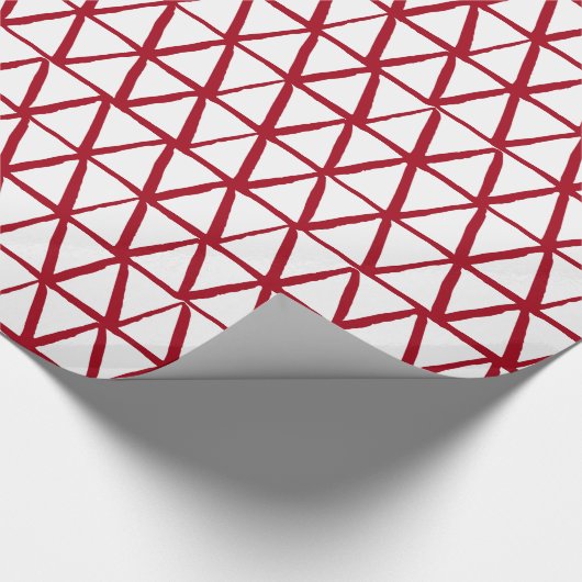 Papier Cadeau Triangles peints à la main, blanc & rouge, Noël, (Coin)