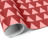 Papier Cadeau Triangles - Rose doux sur brique rouge (Coin rond)