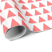 Papier Cadeau Triangles - rose tropicale sur blanc (Coin rond)