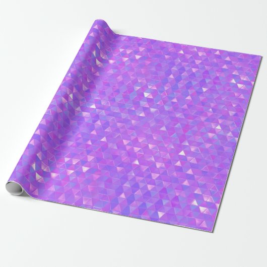 Papier Cadeau Triangles Tendance Rose Violet Géométrique Fête (Déroulé)