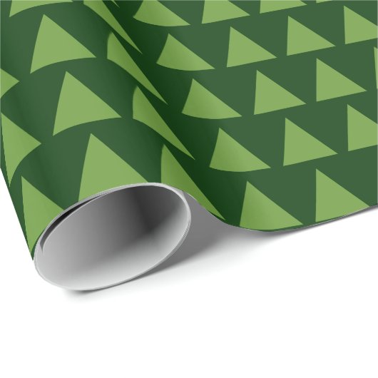 Papier Cadeau Triangles - Vert Avocado sur Vert foncé (Coin rond)