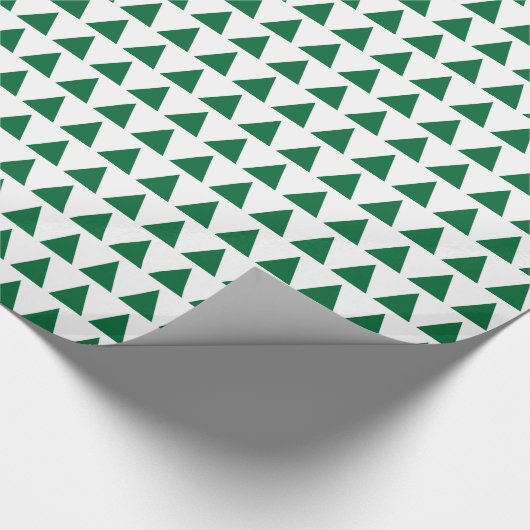 Papier Cadeau Triangles - Vert de la forêt sur blanc (Coin)