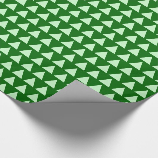 Papier Cadeau Triangles - Vert Fantôme sur Vert Forêt (Coin)
