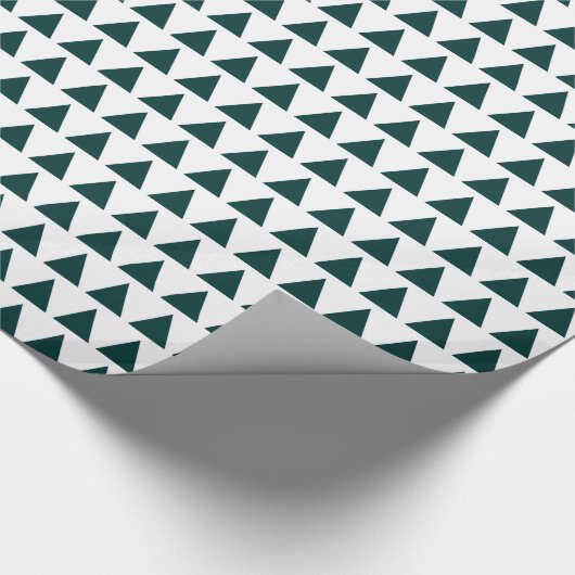 Papier Cadeau Triangles - Vert foncé sur blanc (Coin)