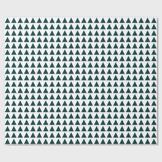 Papier Cadeau Triangles - Vert foncé sur blanc (Plat)