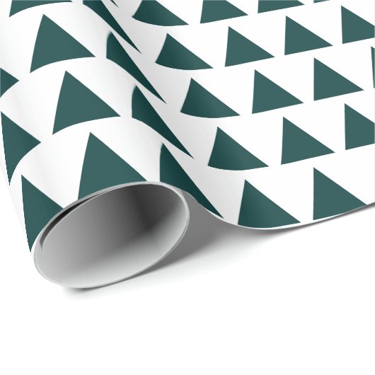 Papier Cadeau Triangles - Vert foncé sur blanc (Coin rond)