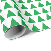 Papier Cadeau Triangles - Vert herbe sur blanc (Coin rond)