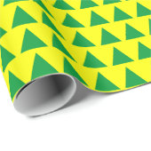 Papier Cadeau Triangles - Vert herbe sur Jaune (Coin rond)