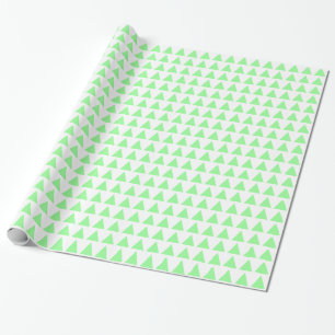 Papier Cadeau Triangles - Vert menthe sur blanc