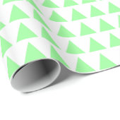 Papier Cadeau Triangles - Vert menthe sur blanc (Coin rond)