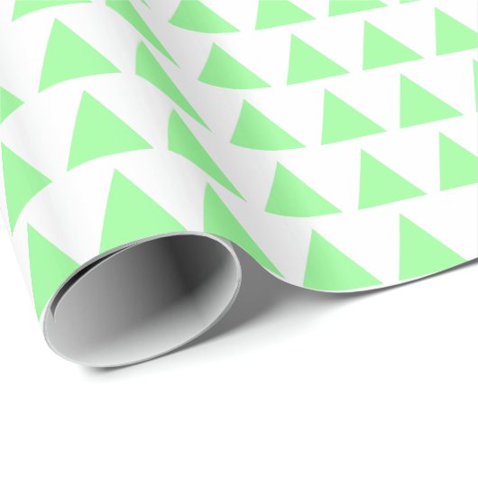 Papier Cadeau Triangles - Vert menthe sur blanc (Coin rond)
