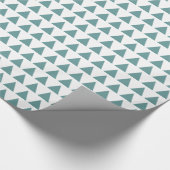 Papier Cadeau Triangles - Vert océan sur blanc (Coin)