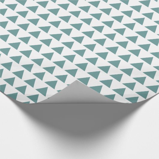 Papier Cadeau Triangles - Vert océan sur blanc (Coin)