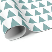 Papier Cadeau Triangles - Vert océan sur blanc (Coin rond)