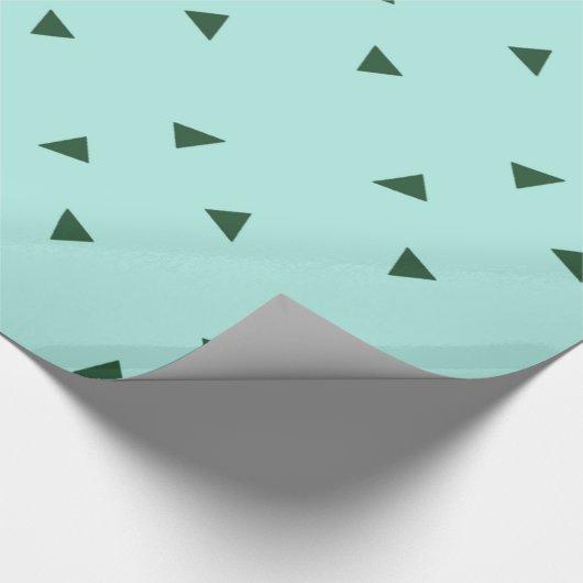 Papier Cadeau Triangles verts en bleu (Coin)