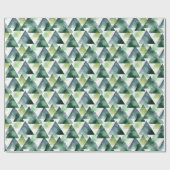 Papier Cadeau Triangles verts et bleus sur fond blanc (Plat)