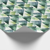 Papier Cadeau Triangles verts et bleus sur fond blanc (Coin)