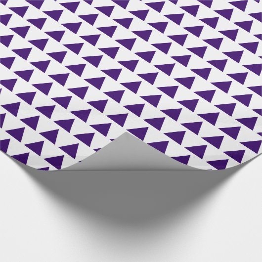 Papier Cadeau Triangles - Violet profond sur blanc (Coin)